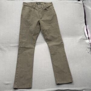 Proof Jeans Mens 30x32 Green Olive Slim Straight Stretch TruTemp 365 Zip Fly